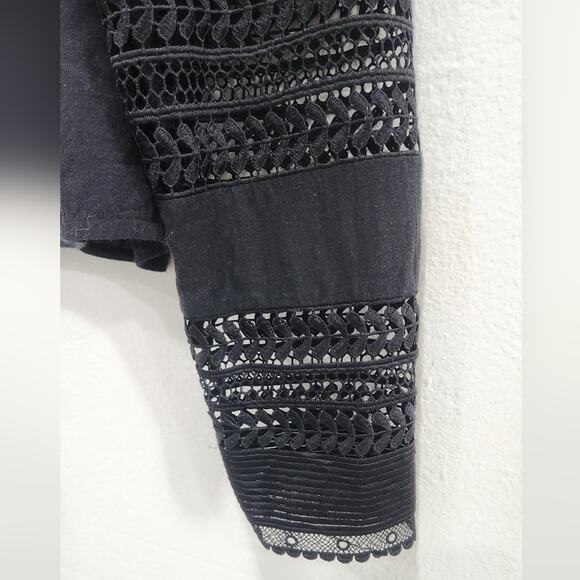 Banana Republic Black Fae Lace Top blouse long sleeve knite small - Picture 5 of 9